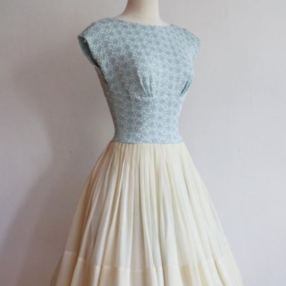 Cinderella Light Blue Chiffon 1950s Dress